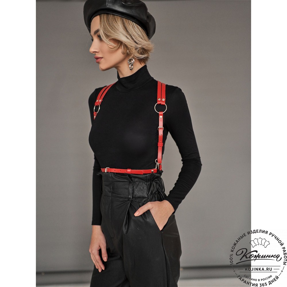 Кожаная портупея Septimo (красная) 